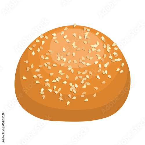 Round bread bun with sesame seeds icon
