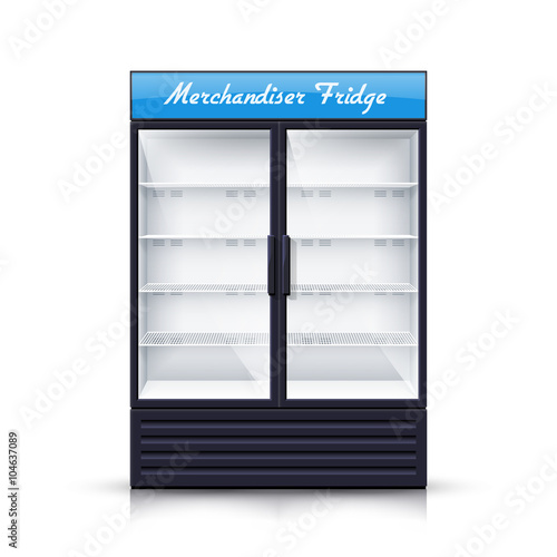 Two Panels Empty Fridge Realistic Illustration