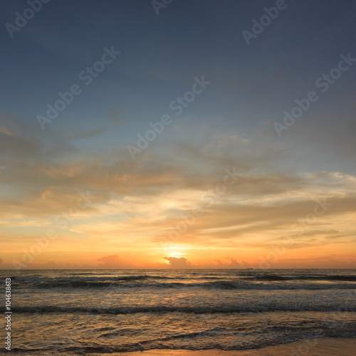 sunset dramatic sky with colorful cloud on the beach © sutichak