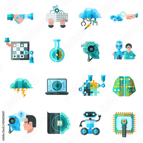 Artificial Intelligence Icons Set 