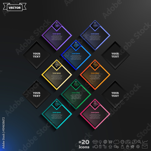 Vector infographic design with colorful rhombs.