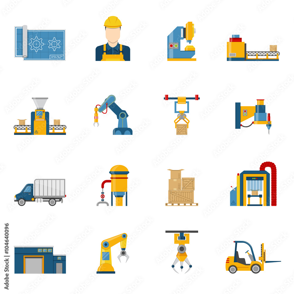 Production Line Icons Isolated Production Line Icons Isolated