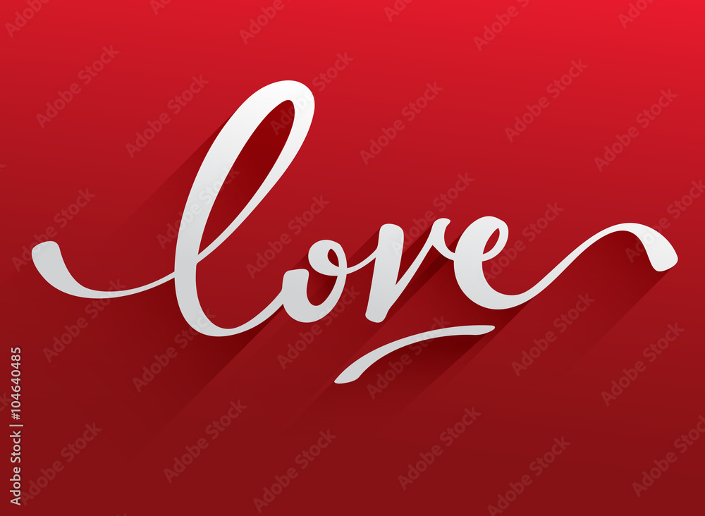 Fotografie Lettering Love On Red Background : Vector Illustration