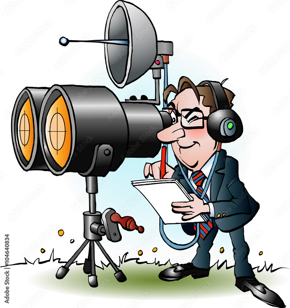 Vector cartoon illustration of a businessman in marketing looking through  binoculars Stock Vector | Adobe Stock