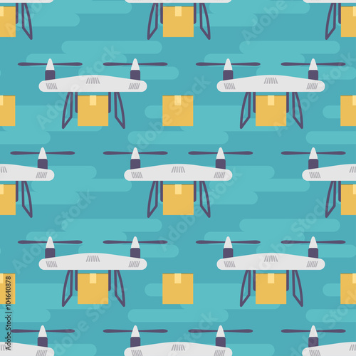 Vector seamless pattern with quadrocopters or drones 