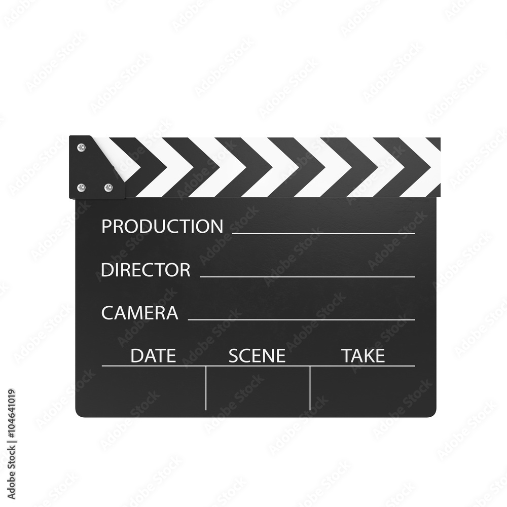 Movie clapper isolated on white background.