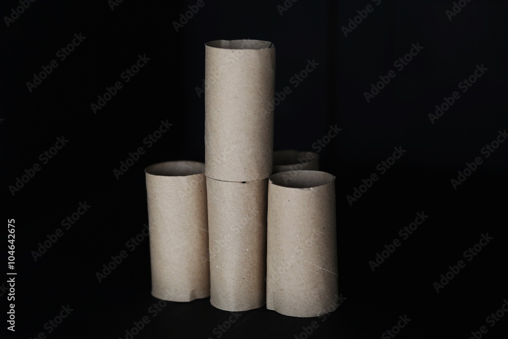 Tissue cores on black background