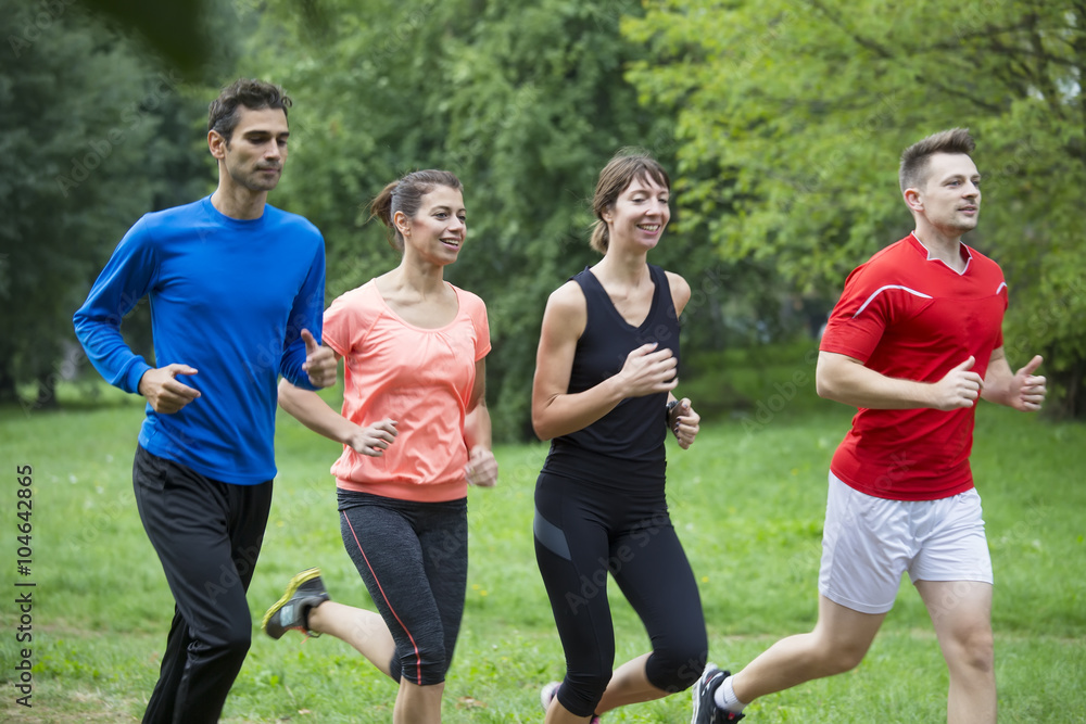 Young people training in the park