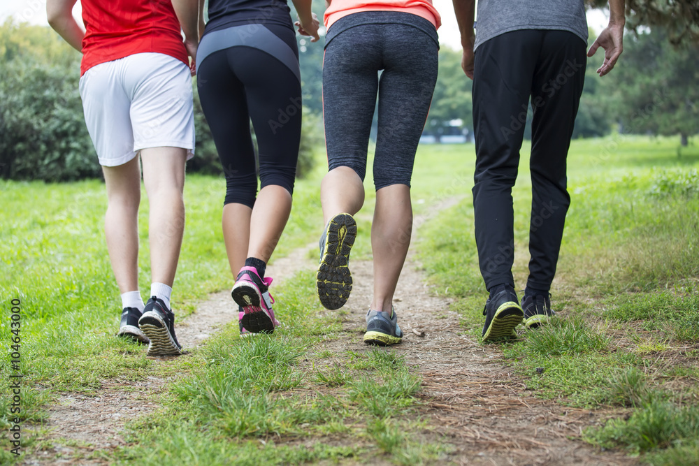 Young people training in the park