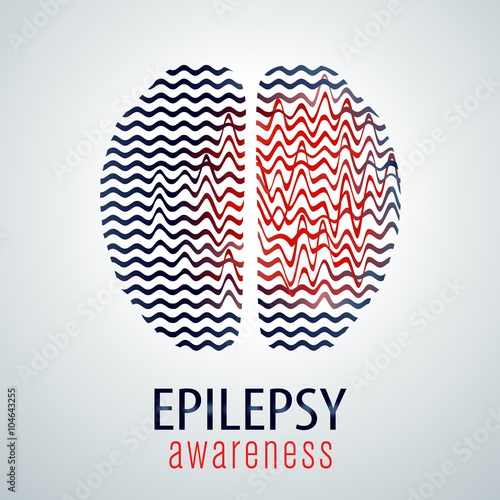 Human brain with epilepsy activity, epilepsy awareness, vector illustration