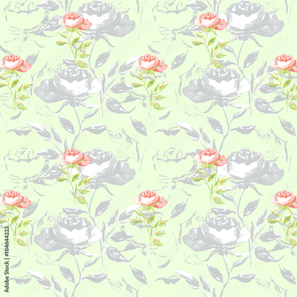 Obraz premium Roses illustration seamless pattern