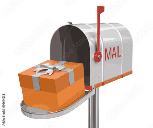 Open mailbox with gift 