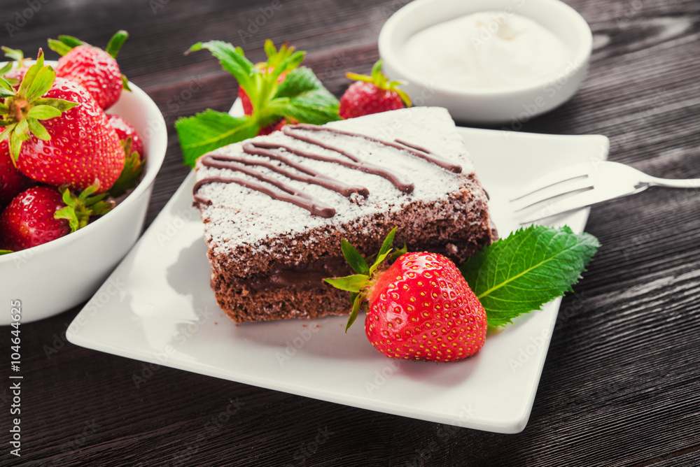chocolate cake and fruit strawberry chocolate cake and fruit strawberry