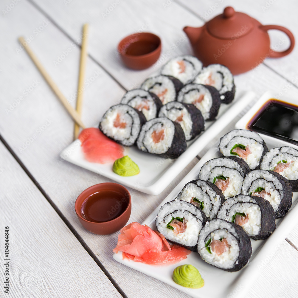 Sushi and roll with cream cheese Sushi and roll with cream cheese