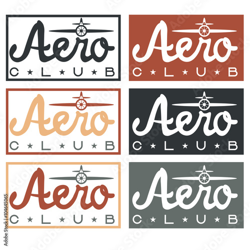 aero club quote on vintage labels set