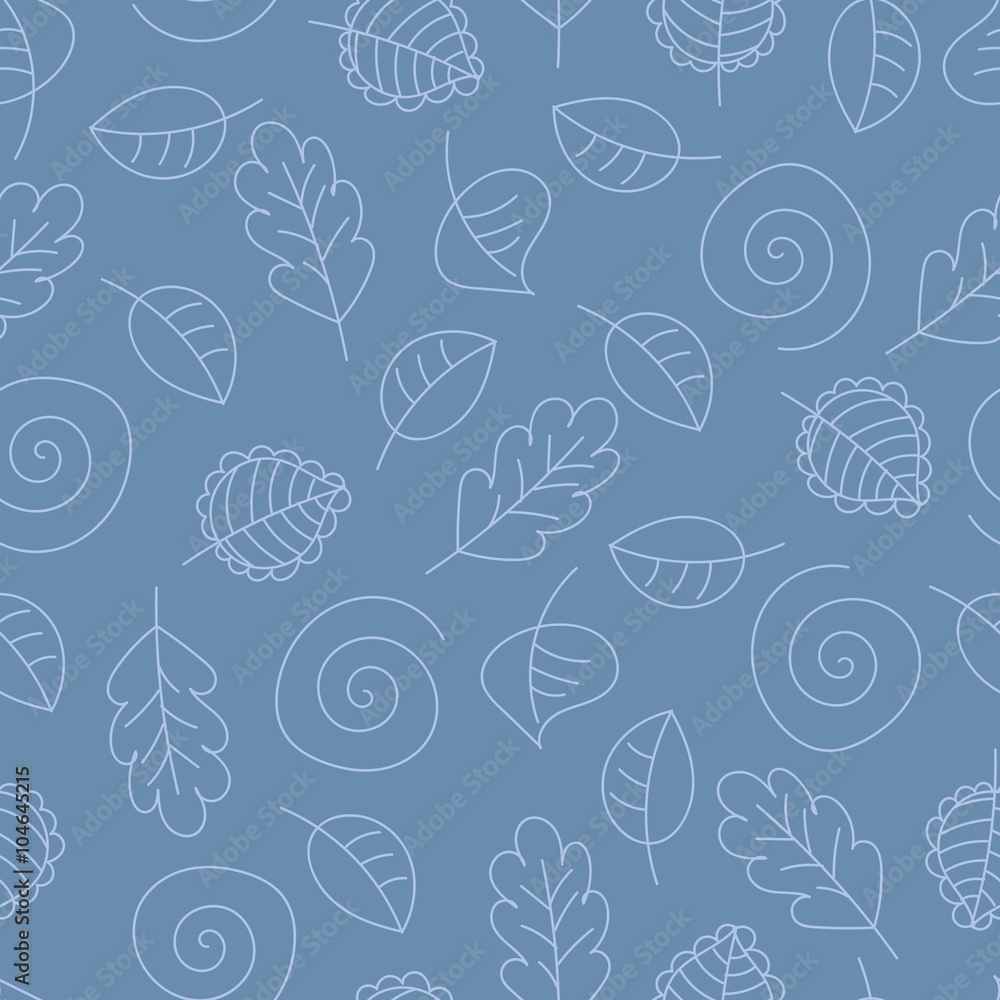 Seamless pattern with leaves and spirals