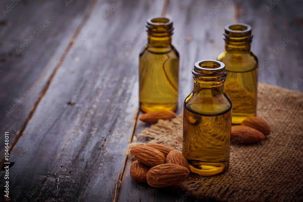 Almond oil in small bottles Almond oil in small bottles