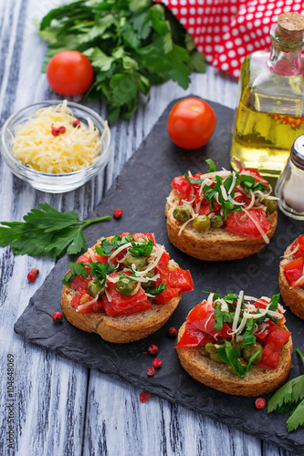 Traditional Italian antipasti bruschetta with vegetable