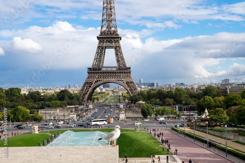 Blick von Trocadero auf Champ de Mars und Eiffelturm