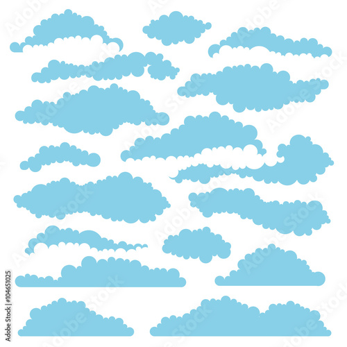 Set of fluffy clouds for design layouts. Vector 
