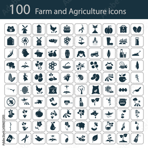 Set of one hundred agriculture icons