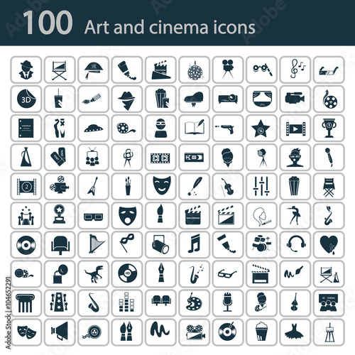 Set of one hundred art and cinema icons