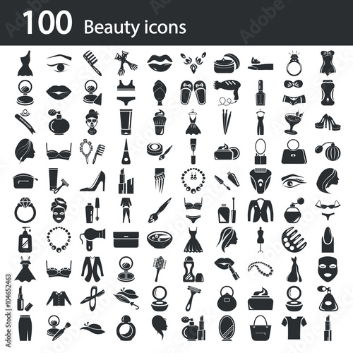 Set of one hundred beauty icons