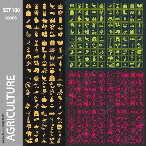 Set of one hundred agriculture icons