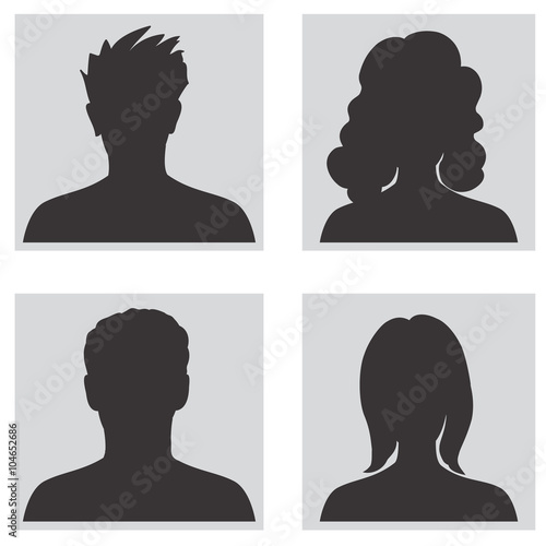 People profile silhouettes. Avatar set. 