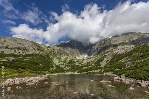 Mountain lake of glacial origin photo