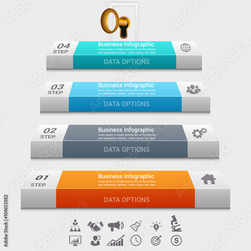 Business Infographics Vector illustration. can be used for workflow layout, banner, diagram, number options, step up options, web design.