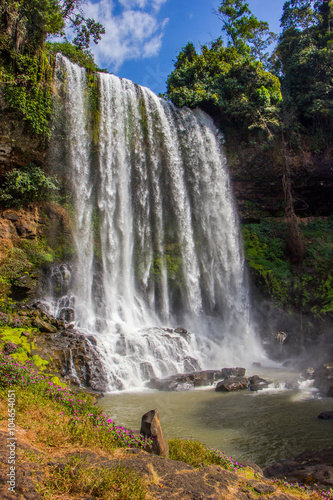 big beautiful waterfall in the park Dambri  Vietnam