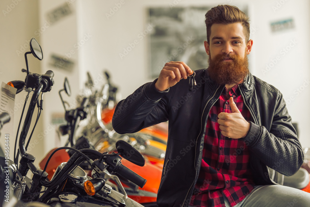 Fototapeta premium Man with motorbike