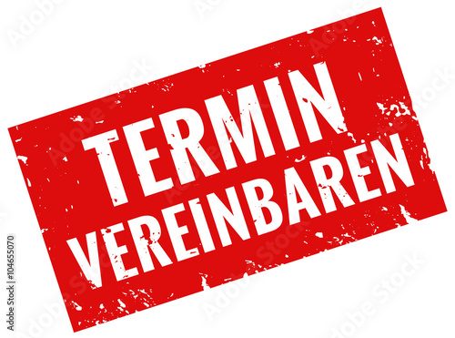 Termin vereinbaren Stempel rot grunge