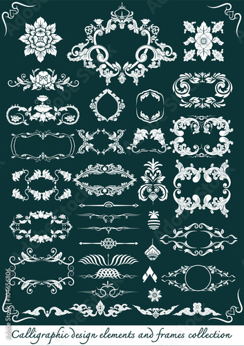 Calligraphy Ornate frames and scroll elements for design. Vector