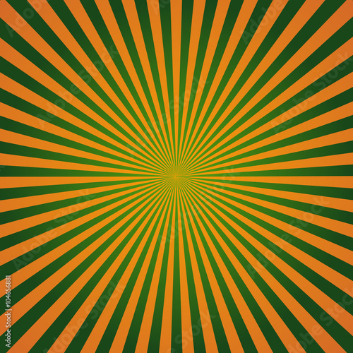 Sunburst, starburst background set, colorful rays, beams. Design for saint Patrick's day, irish holiday style, orange and green stripes