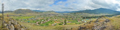 summer panorama of the village Ongudai  Altai  Siberia  Russia
