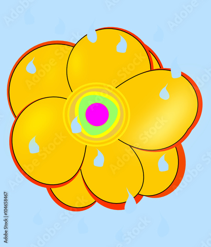 Flor bañada por la lluvia.