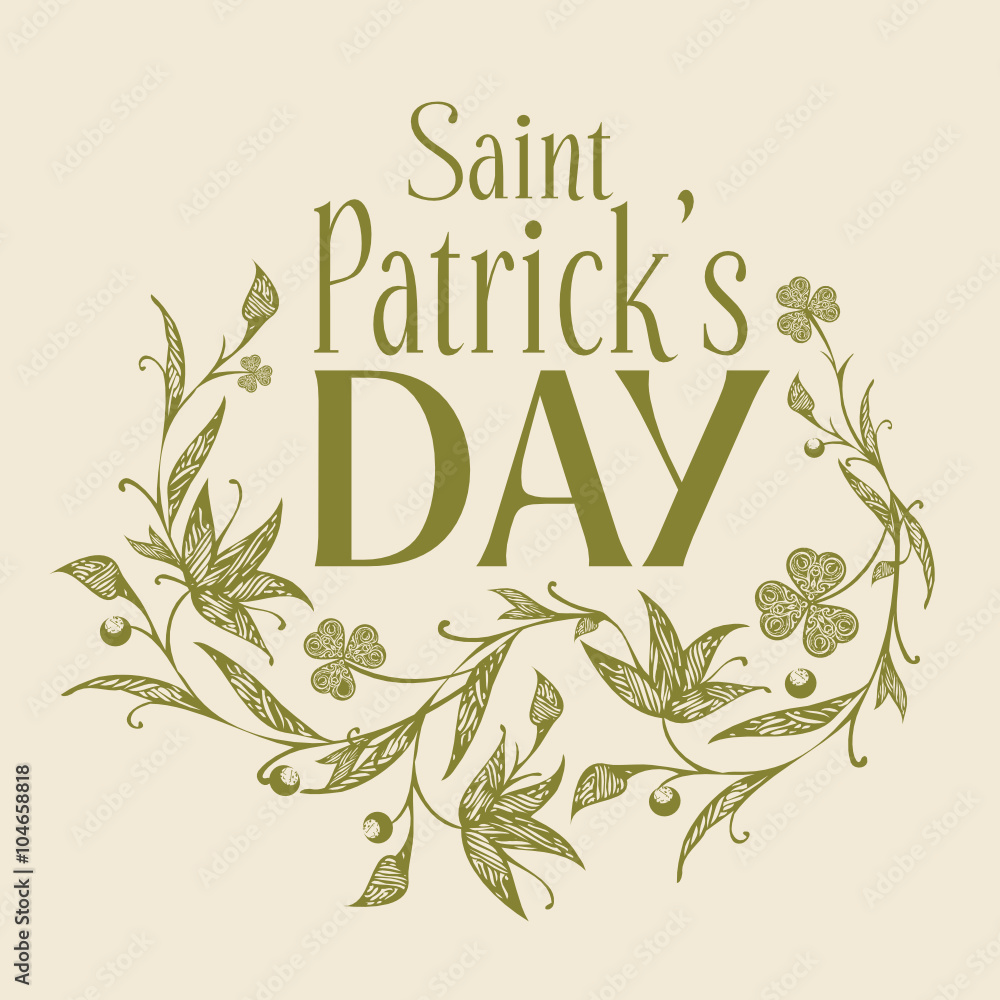 Obraz premium Saint Patrick's day vector vintage vignette.
