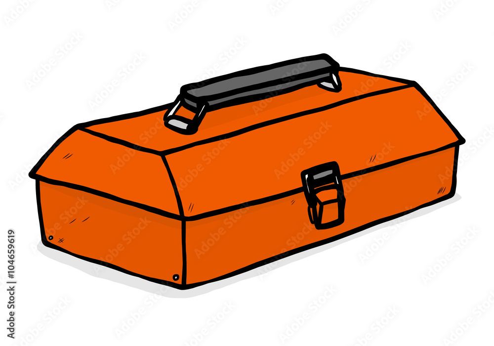 orange tool box / cartoon vector and illustration, hand drawn style,  isolated on white background. Stock Vector
