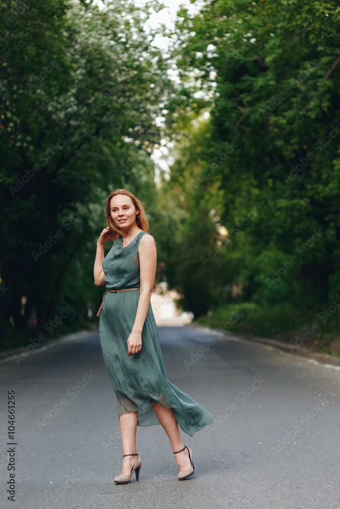 Young Woman Standing on the Road Young Woman Standing on the Road