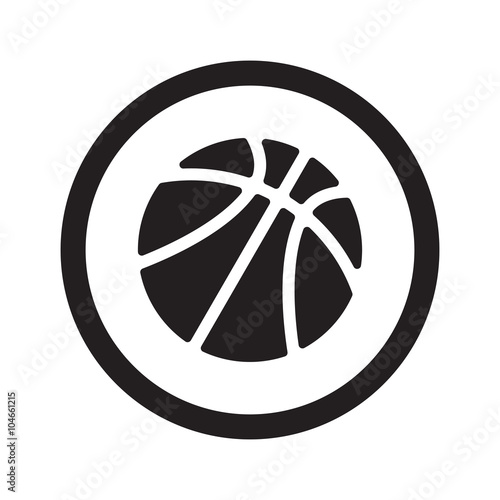 Flat black Basketball web icon in circle on white background