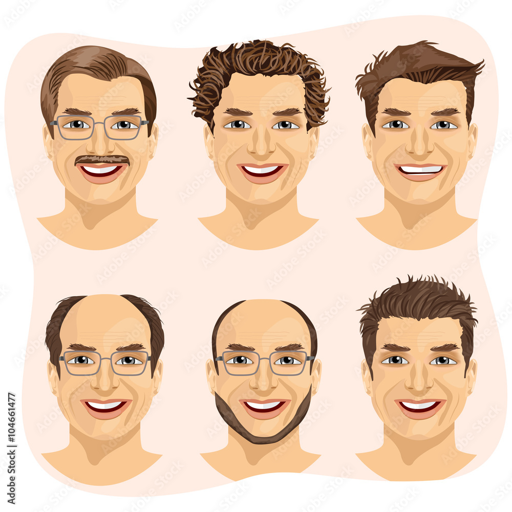 isolated set of mature man avatar with different hairstyles isolated set of mature man avatar with different hairstyles
