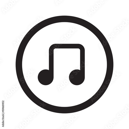 Flat black Notes web icon in circle on white background