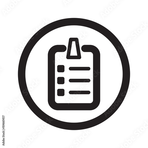 Flat black Checklist web icon in circle on white background