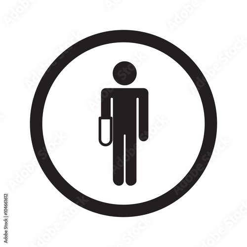 Flat black Hand web icon in circle on white background
