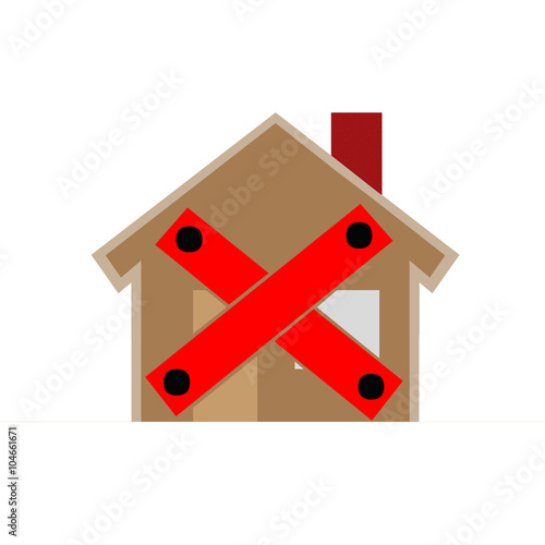 Condemn house on white background. photo