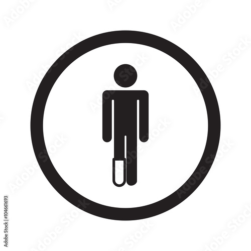 Flat black Foot web icon in circle on white background