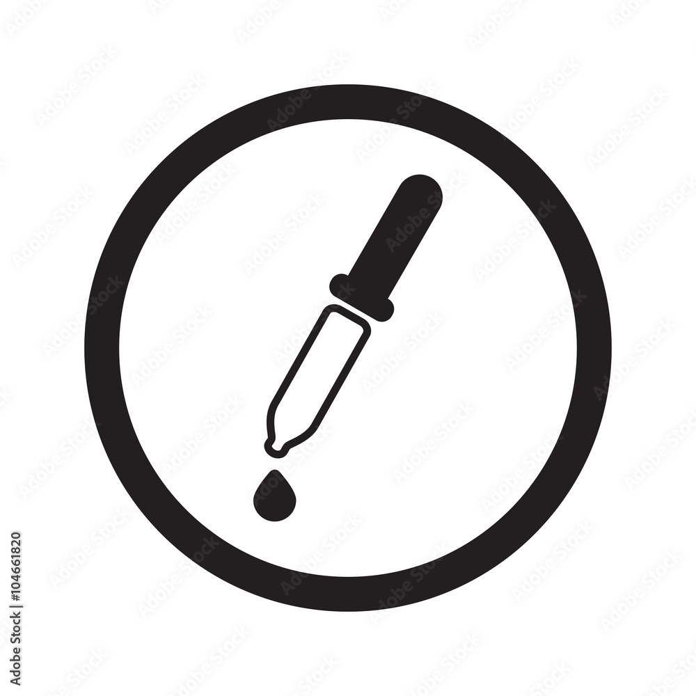 Flat black Pipette web icon in circle on white background Flat black Pipette web icon in circle on white background