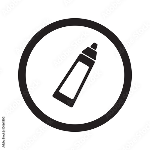 Flat black Baby Bottle web icon in circle on white background